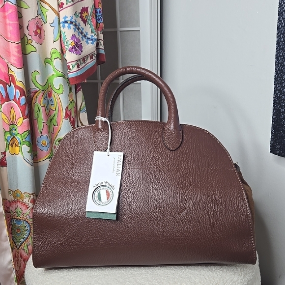 Anna Paola bronw leather bag Made in Italy - Picture 1 of 9